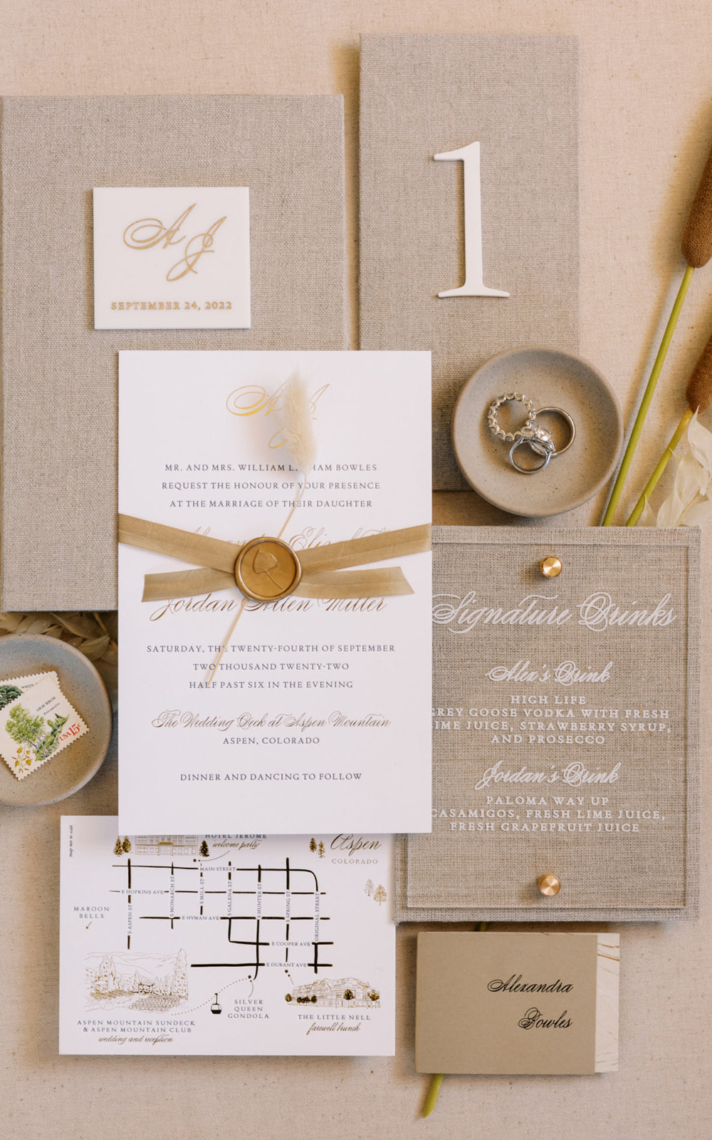 Mountain Chic Aspen Wedding Boxed Invitation